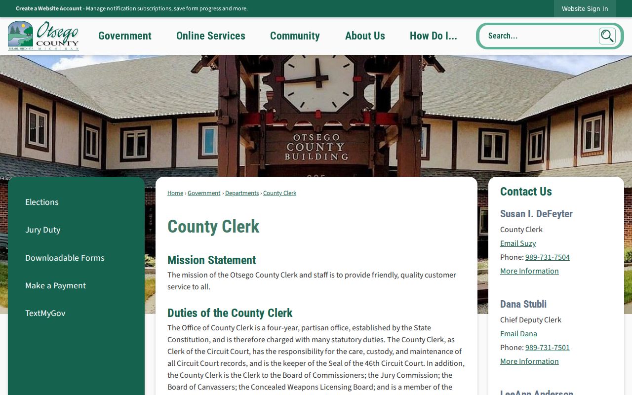 Otsego County Clerk criminal felony court records page