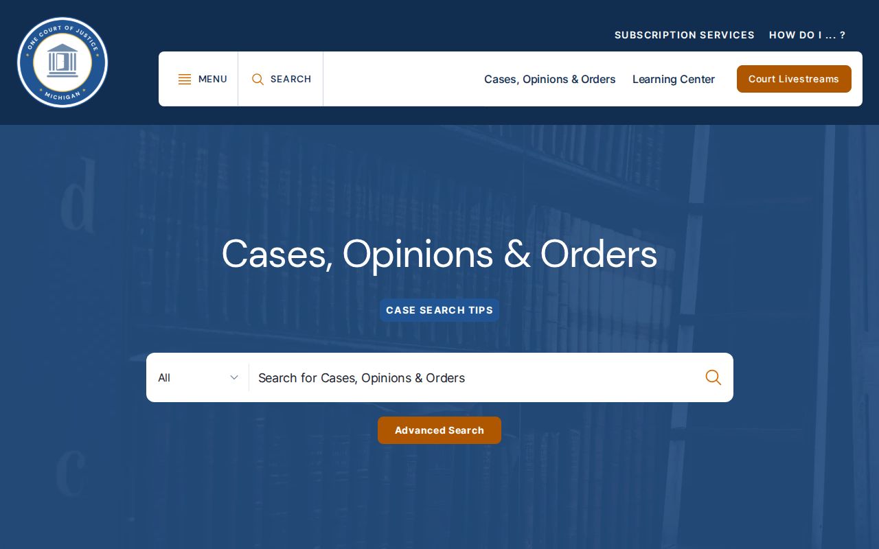 Michigan routing page for Otsego County criminal case search