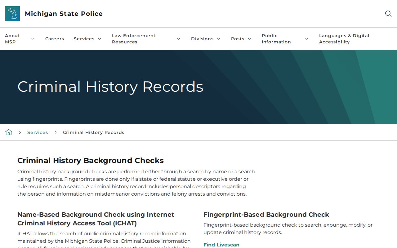 Otsego County criminal history Michigan State Police check options