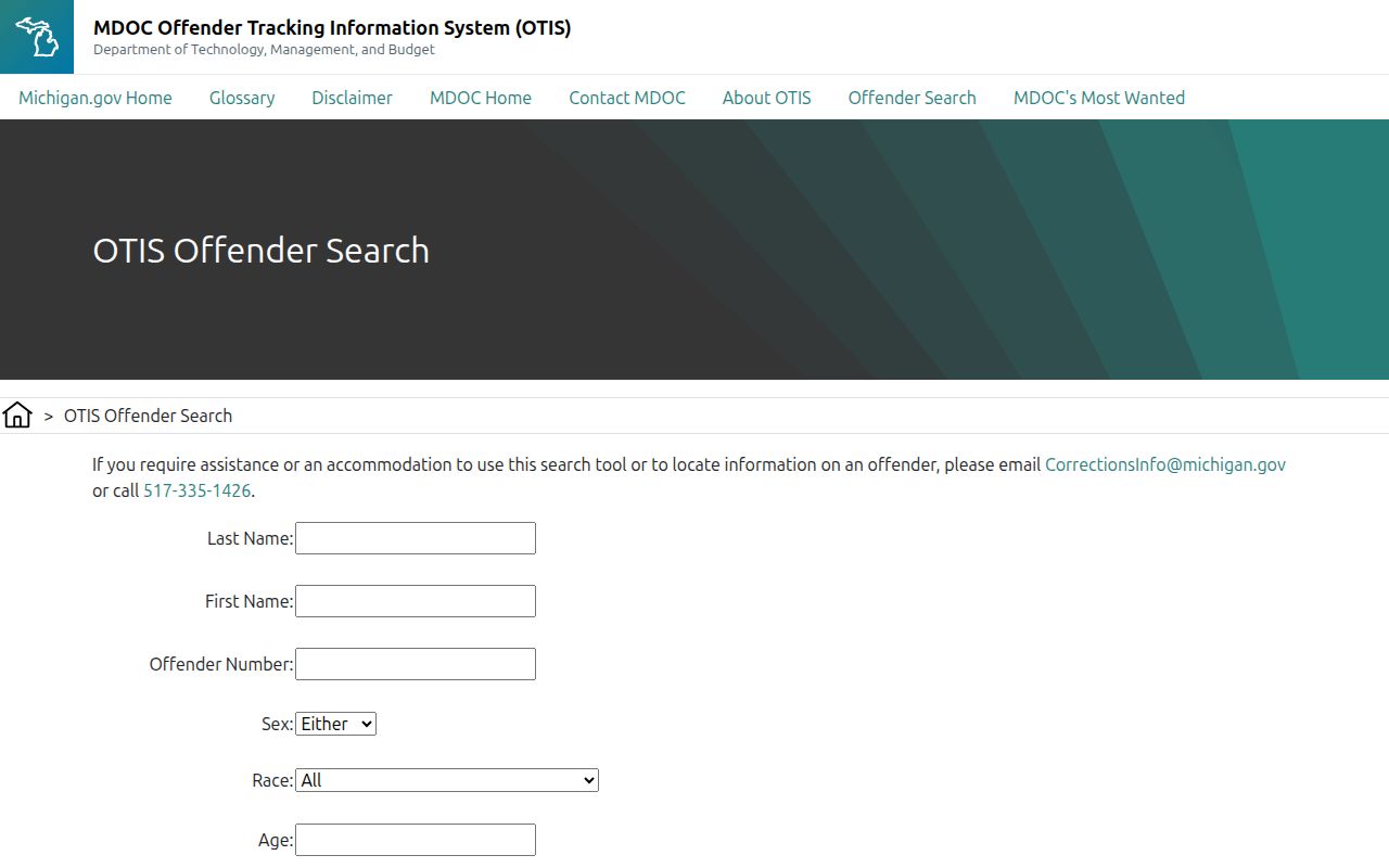 Otsego County criminal records MDOC OTIS offender search