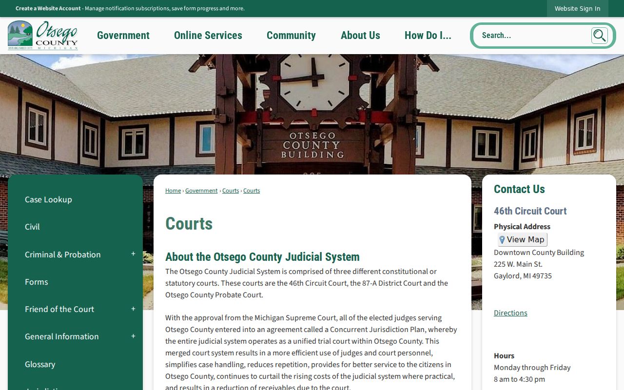 Otsego County criminal court records and courthouse route